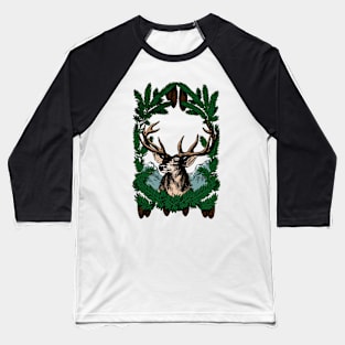 Vintage Deer, color, Christmas Baseball T-Shirt